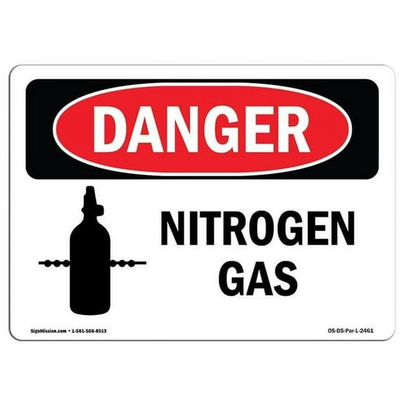 SignMission OS-DS-D-35-L-2461 OSHA Danger Sign - Nitrogen Gas