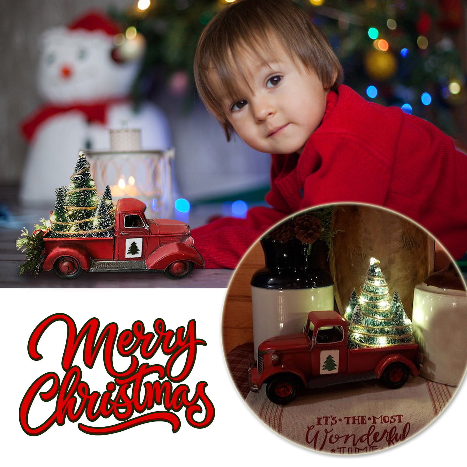 Red truck Christmas tree centerpiece