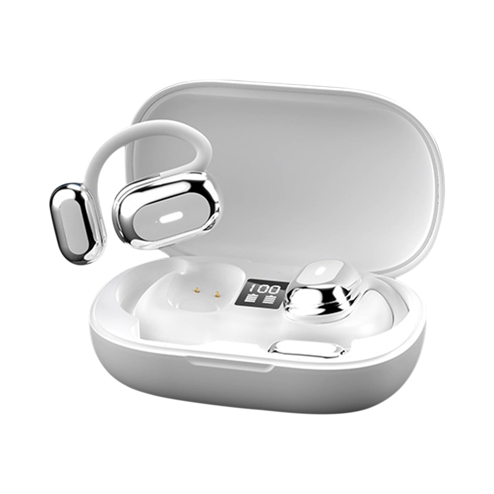 Open Ear AC210 Headphones, Bluetooth 5.4 Earphones Stereo Sound, Wireless Headphones 30 Hours Playback, Type-C Charging, IPX5 Waterproof Open Ear Earbuds(White)