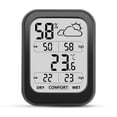 thumbnail image 1 of Digital Indoor Thermometer and Hygrometer with Large LCD Display - Accurate Real-Time Temperature and Humidity Monitor in Black, Includes Built-in Battery, Ideal for Home and Office Use, 1 of 6