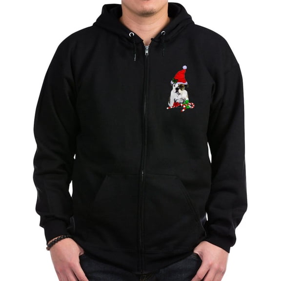 CafePress - English Bulldog Christmas Sweatshirt - Zip Hoodie, Classic Hooded Sweatshirt with Metal Zipper