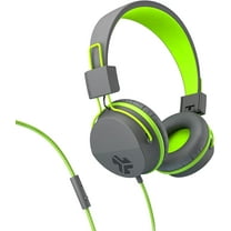 JLab Neon On-Ear Wired Headphones, Graphite/Lime, Feather Light, Ultra-plush Eco Leather, with Microphone