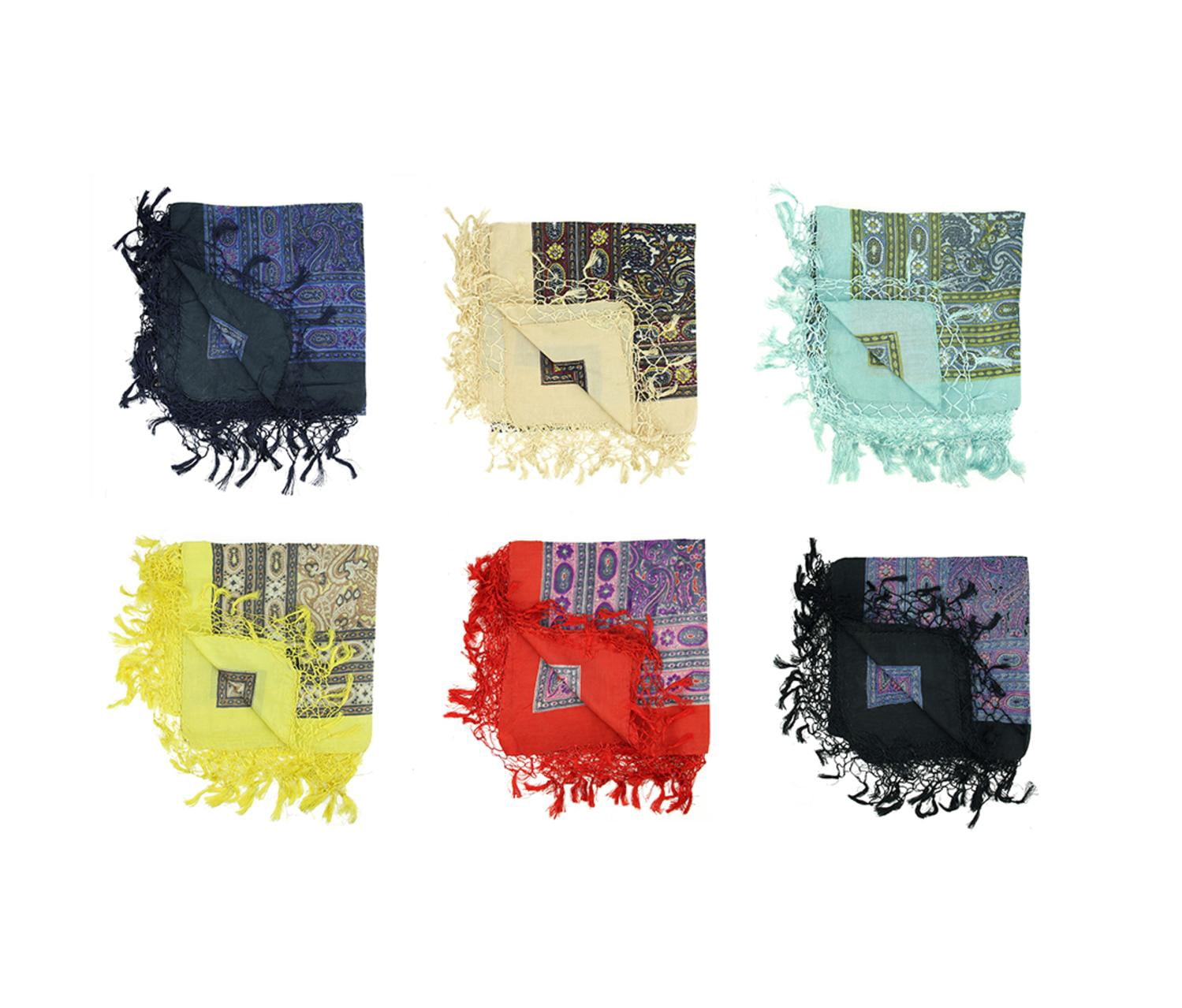 Club Pack of 12 Adult Women's Contemporary Colorful Scarf Shawls with Fringe