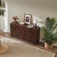 thumbnail image 3 of LKTART Sideboard Buffet Cabinet Mid-Century Modern Sculpted Door Design, Adjustable Shelves, 59 Inch, Walnut, 3 of 8