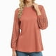 thumbnail image 1 of Tops de Manga Larga NikouMX de Encaje Hueco blusa de Cuello Redondo S M L XL 2XL, 1 of 7