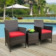 thumbnail image 2 of Vineego 3 Piece Outdoor Patio Furniture PE Rattan Wicker Bar Set with Tempered Glass, Red, 2 of 3