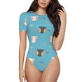 thumbnail image 1 of Kdxio Justaucorps à Manches Courtes pour Femmes, Col Rond, Modal, Doux, Confortable, Aguichant, Grande Taille, 1 of 7