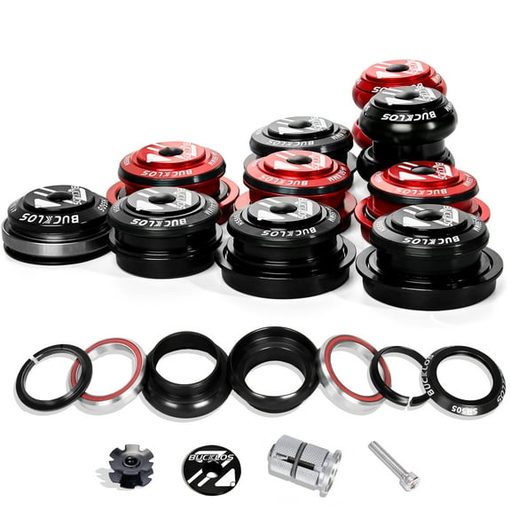BUCKLOS 1-1/8 Bike Headset MTB Threadless 34 44 44-50.6 44-55 44-56 41.8-52mm, Straight Tapered Tube Mountain Bikes Road Bicycle Double Sealed Bearings Headsets for Frame Fork Expander Plug Star Nut