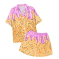 thumbnail image 3 of WOYY Big Girls 2 Piece Sleepwear Set Ice-cream Short Sleeve Button Shirt Shorts Outfits, Sizes 10-11, 3 of 3