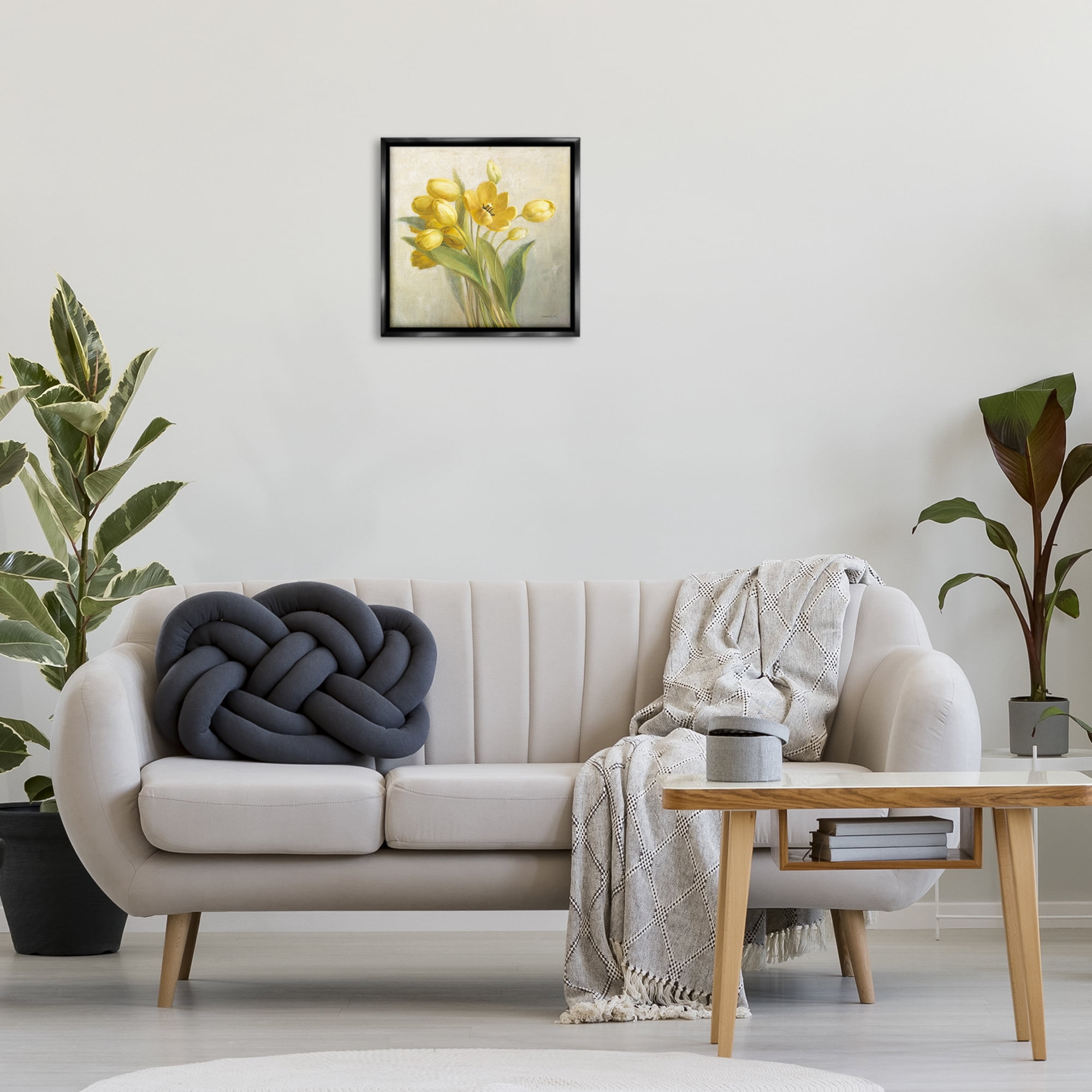Stupell Industries French Yellow Tulips Botanical & Floral Painting Black Floater Framed Art Print Wall Art, 18 x 18
