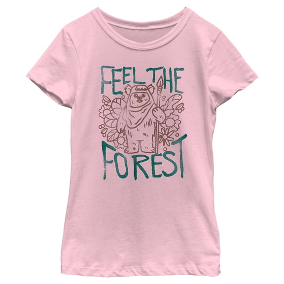 Girl's Star Wars: Return of the Jedi Feel the Forest  Graphic Tee Light Pink X Small