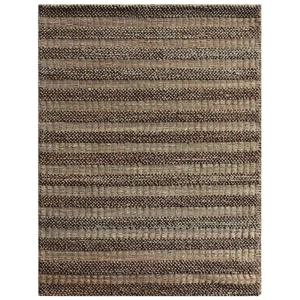 Hand Woven Jute Eco-Friendly Area Rugs - 6'X9', Rectangle Shape, Light Brown Color, Contemporary Pattern, High Pile, Natural Fiber, Outdoor Indoor Handmade Area Rugs For Living Room (J00095)