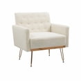 thumbnail image 1 of Sillón de terciopelo Sofá único Sillas de lectura laterales tapiceadas modernas con brazo y pierna de metal de oro para sala de estar dormitorio, 1 of 5