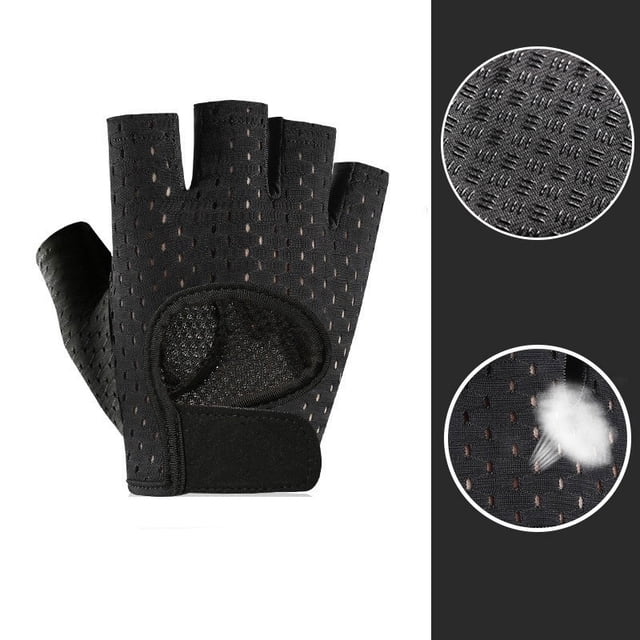 Guantes de gimnasia para mujer Guantes de entrenamiento Transpirable Antideslizante Guantes de levantamiento de pesas Ligero Protección de palma Medio dedo Guantes de fitness para mujer XG31 Negro M