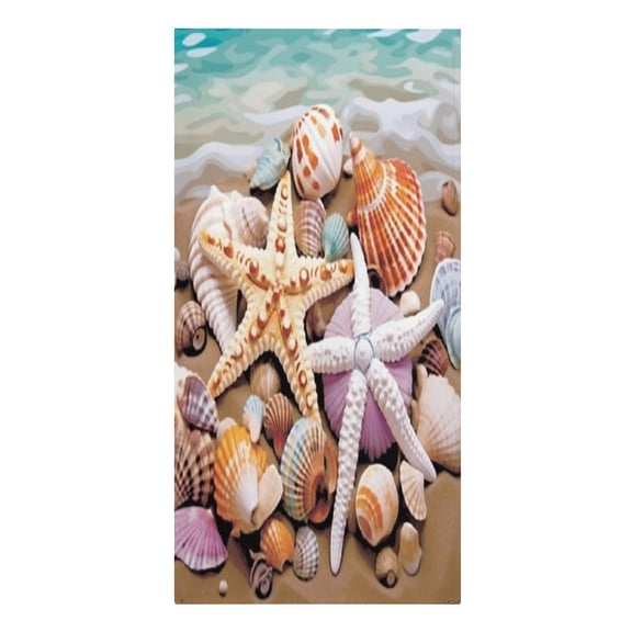 RKSupls Vibrant Shells Starfish Sand Beach Microfiber Beach Towel Absorbent Compact Towels for Swimming Pool Beach Travel Things for Vacation Essentials Adult Gift,61.4×30.3Inch