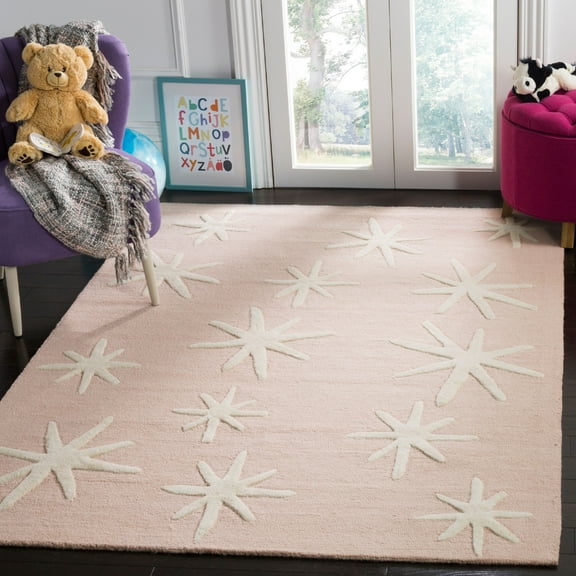 SAFAVIEH Kids Starburst Wool Area Rug, Pink/Ivory, 3' x 5'