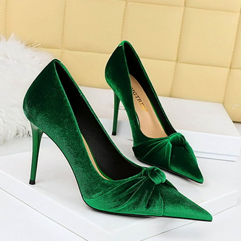 Roncen Women's Fashion Casual Party High Heels Suede Dress Shoes