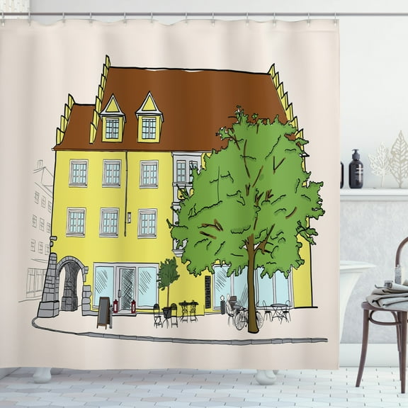 Ambesonne German Shower Curtain, Old Building in Lindau, 69"Wx84"L, Multicolor