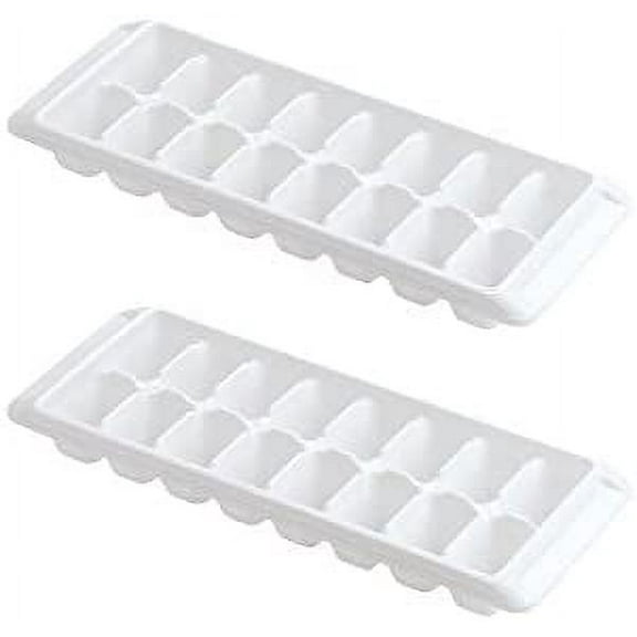 2 Ice Cube Trays for Freezer, BPA Free Plastic Classic-Size Ice Cubes Per Tray with Easy Release Design Stackable,Dishwasher Safe