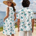 thumbnail image 4 of Yuyamidu Couples Outfits Matching Sets Summer Shirts for Men Womens Hawaiian Dresses Button Up Short Sleeve Shirts for Men and Women Matching Outfits Short Pleated Tiered Sundresses Man L, 4 of 6