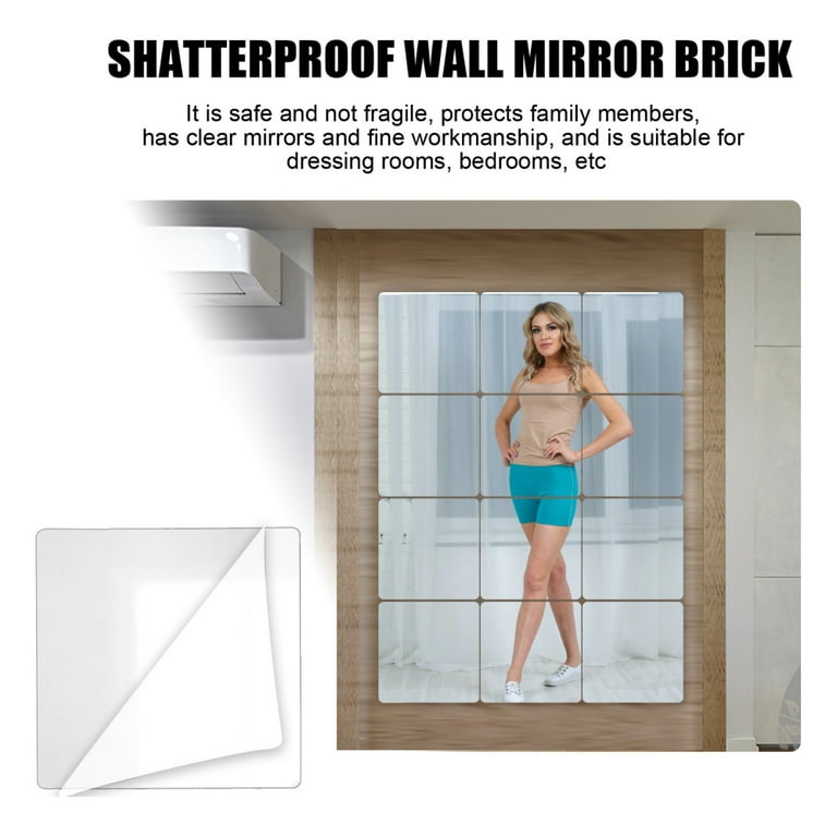 Unbreakable Full Length Wall Mirror Tiles,Shatterproof Mirror for Kids  Extra Thick 1/8 4 Pack 14x14, Long Mirrors for Bedroom Door,Workout for  Home