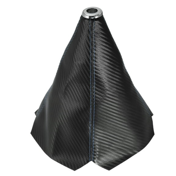 Unique Bargains Faux Leather Gear Shifter Knob Cover Car Dust Boot 1.4cm/0.55" Carbon Fiber Pattern Silver Tone Blue