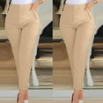 thumbnail image 2 of XAOWF Women High Waist Casual Pants Solid Color Zipper Casual Baggy Elastic Waist Wide Leg Slacks With Pocket Trousers Pants For Women Plus Size, 2 of 8