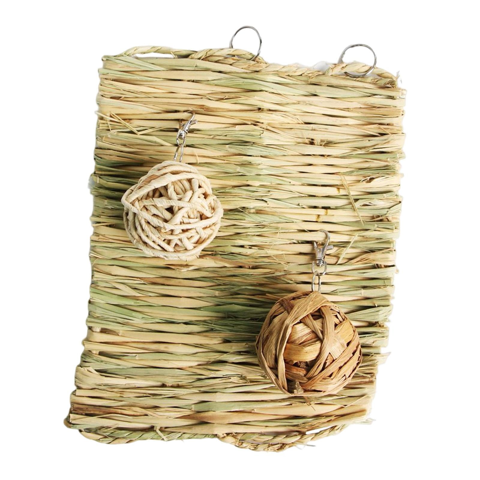 TISHITA Bunny Grass Mat Small Animal Chew Toys Woven Bed Mat Rabbit Bedding Play Toy for 3PCS B