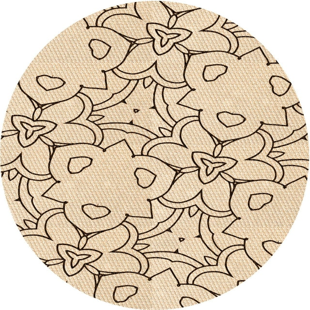 Ahgly Company Tapis Rond Lavable en Machine Intérieur Transitionnel Bronze Brun, 7 Pieds Rond
