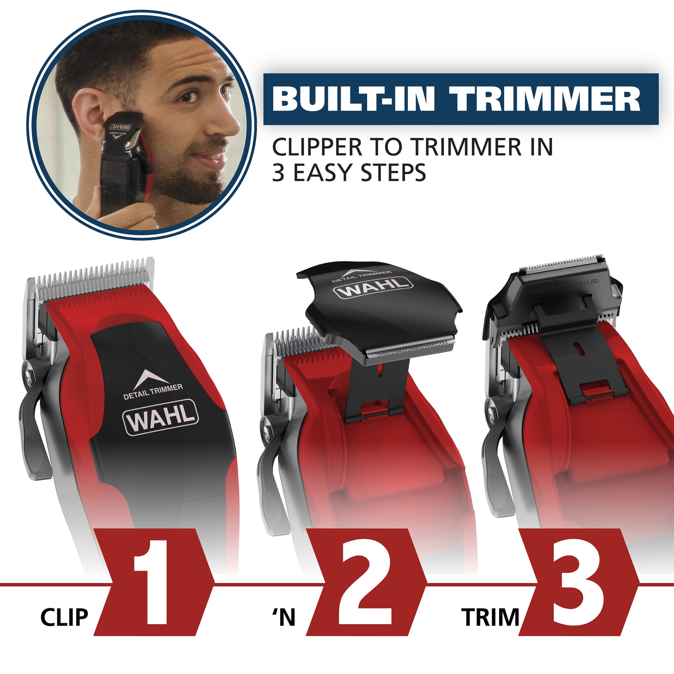 Wahl Clipper Clip 'N Trim 2 in 1 Hair Cutting Corded Clipper/Trimmer for Men and Women Kit 79900-1501