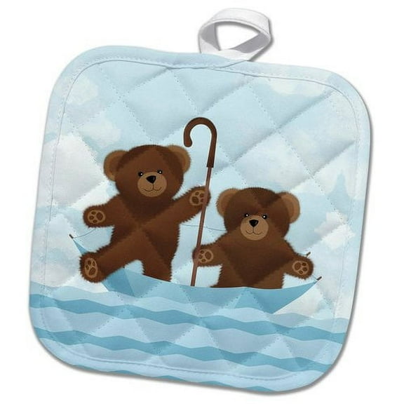 3dRose, Twin Teddy Bears Floating Umbrella, 8x8 Potholder