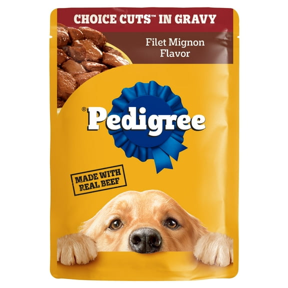Pedigree Choice Cuts In Gravy Adult Soft Wet Dog Food Filet Mignon Flavor, 3.5 oz Pouches