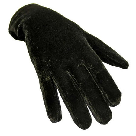Black Velvet Wrist Length Womens Gloves