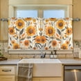 thumbnail image 2 of Yayeee Kitchen Curtains Tier Set of 2 Light Filtering 57"x36" Over Sink Window Panels, Watercolor Sunflowers and Leaves, 2 of 7