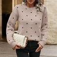 thumbnail image 2 of Women's Fleece Polka Dots Sweaters Long Sleeve Casual Pullover Sweaters Crew Neck Stretch Knit Tops Warm Fall Shirt (L, Pink), 2 of 4