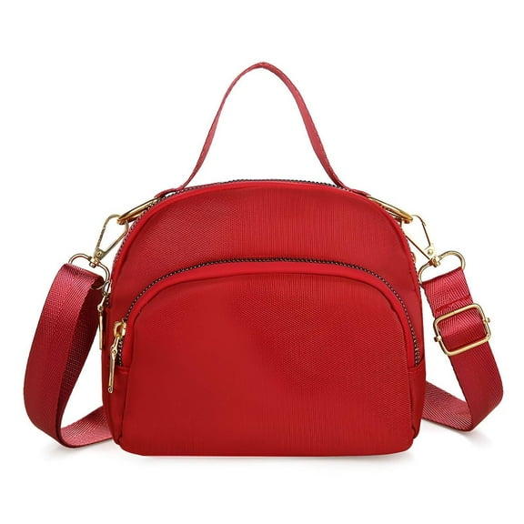 TELOLY Nylon Crossbody Bags for Women,Water-Resistant Fabric Quilted Crossbody Bags for Women,Simple to Clean Travel Purse,Red