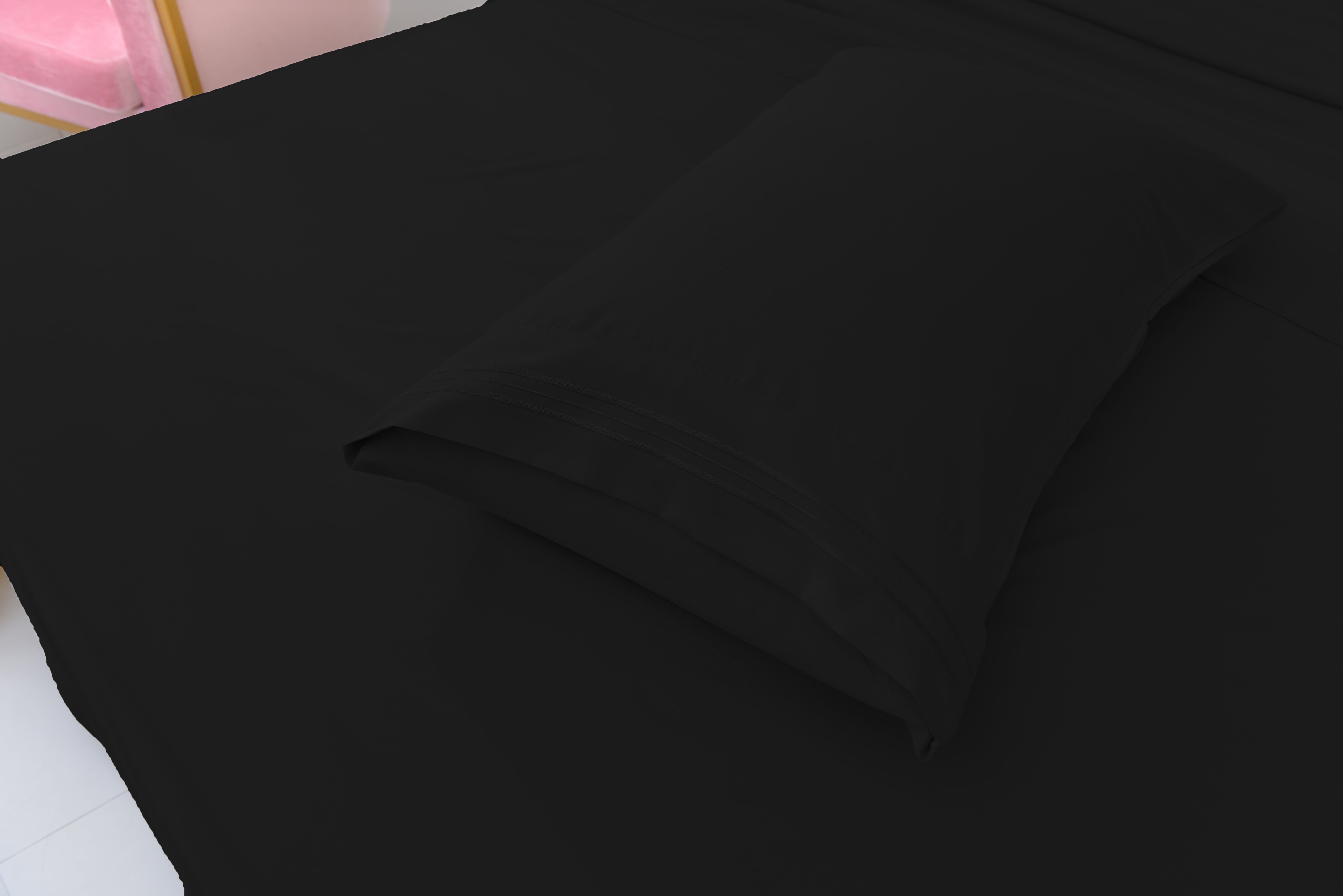 4 Piece Bamboo Rayon Sheets Set by OKAO, Twin Xl Black Sheets -Silky Soft- Wrinkle Free- Softer Than Cotton Cool Sheets - Deep Pockets(16")- 1 Fitted Sheet, 1 Flat, 2 Pillowcases Twin XL, Black