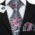 thumbnail image 5 of Barry.Wang Paisley Ties for Men Flower Silk Necktie Set with Handkerchief Cufflinks Wedding Party Business, 5 of 6