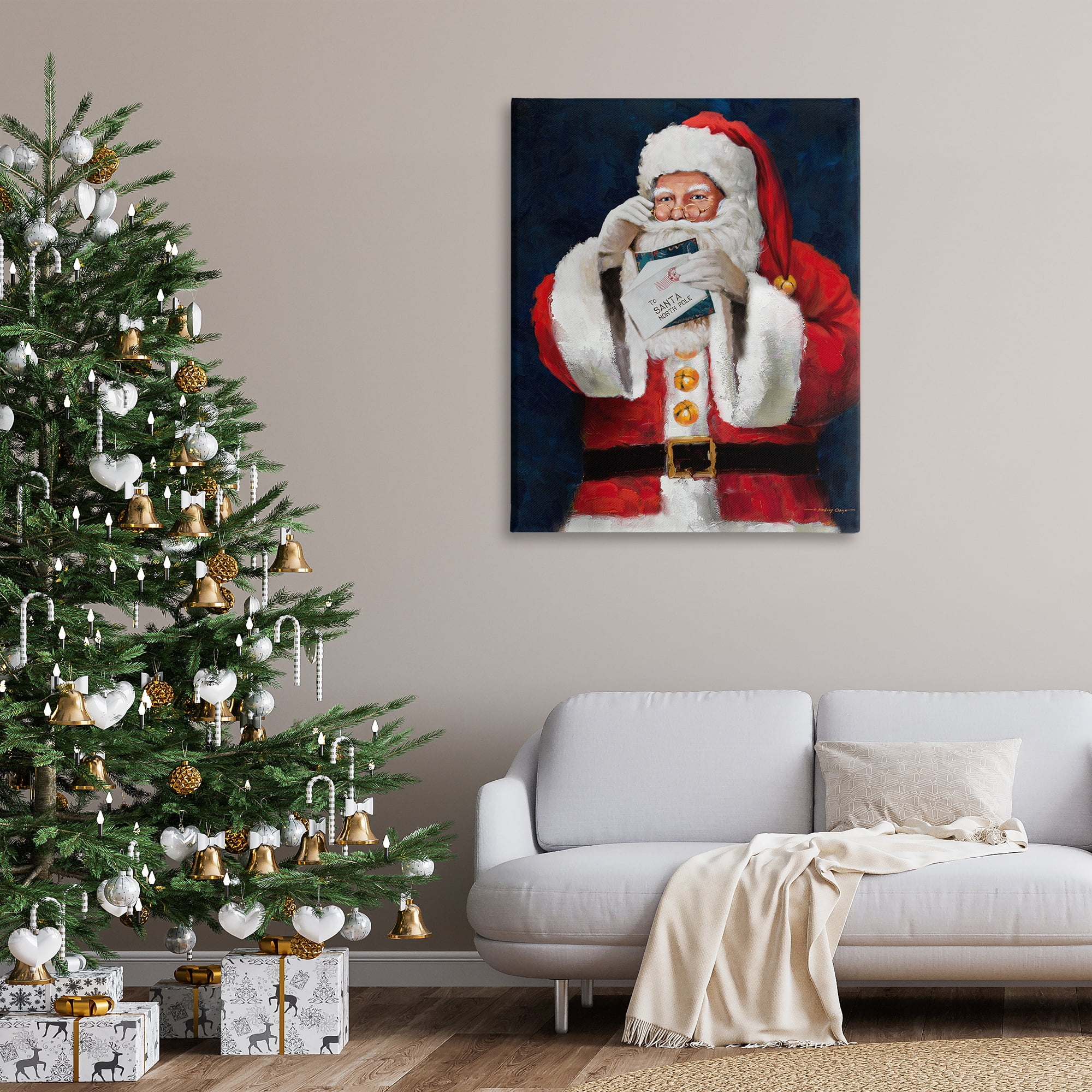 Stupell Industries Santa & Christmas Mail Holiday Painting Gallery Wrapped Canvas Art Prints Wall Art, 36 x 48