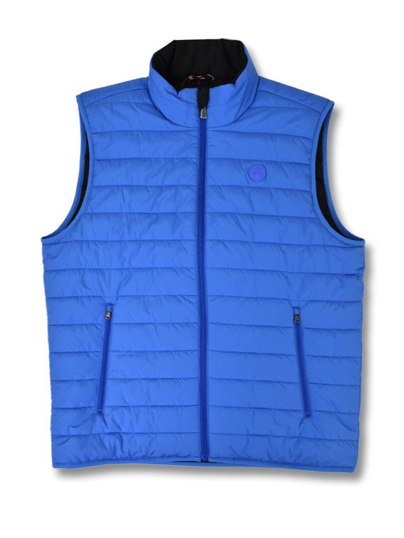New Brooks Brothers Men's Blue Black Reversible Down Vest Jacket, Medium M 8314-4