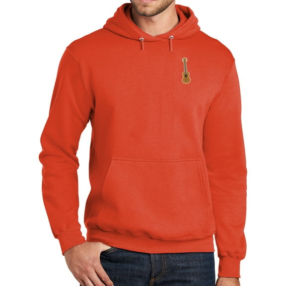 Mens UKULELE UKE Patch Hoodie Sweatshirt, Medium Orange