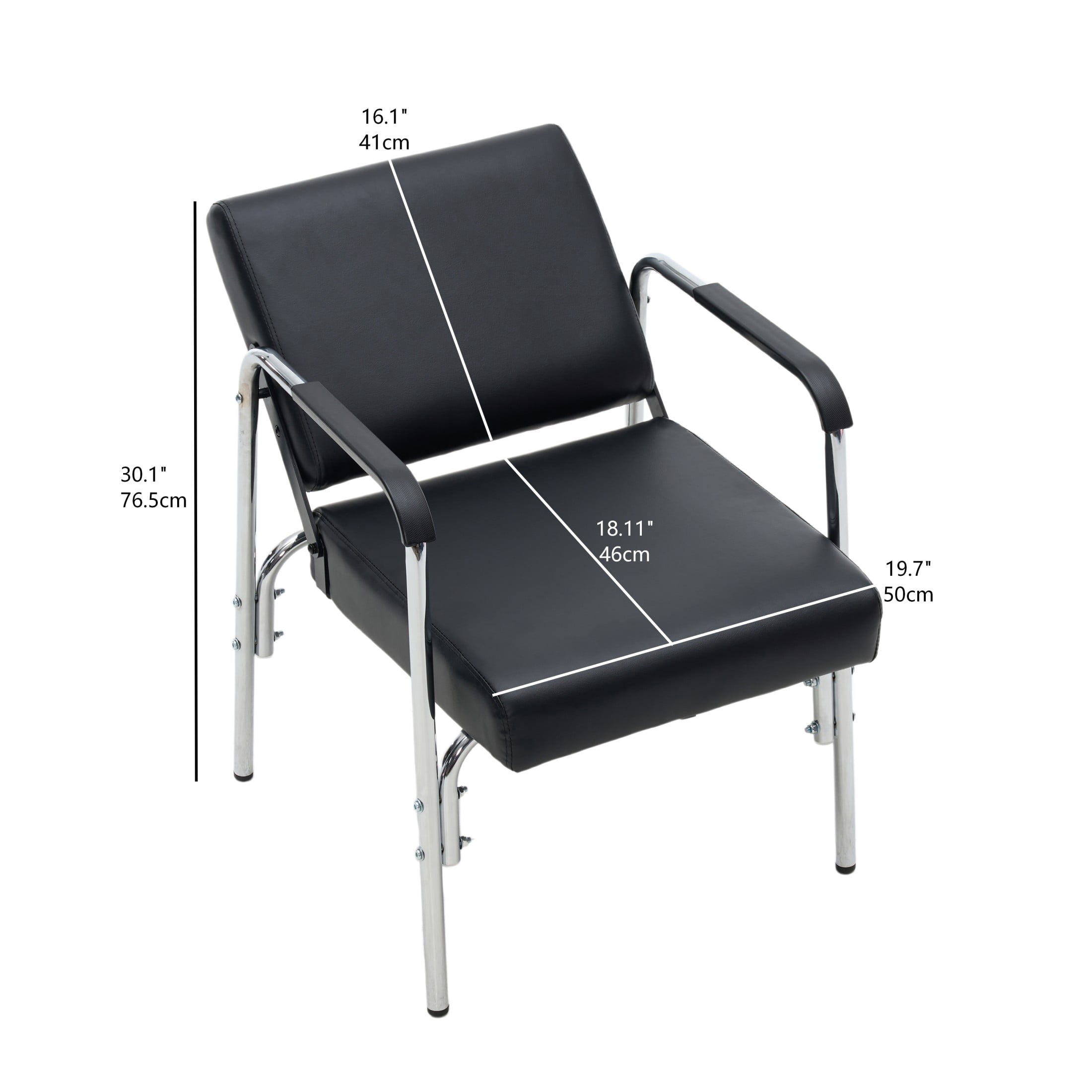 Noble House Reclining Shampoo Chair, 135° Adjustable PU Salon Chair, 4-Leg Base, Black