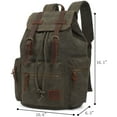 thumbnail image 2 of KAUKKO Vintage Casual Canvas and Leather Rucksack Backpack, 1Green, 2 of 5