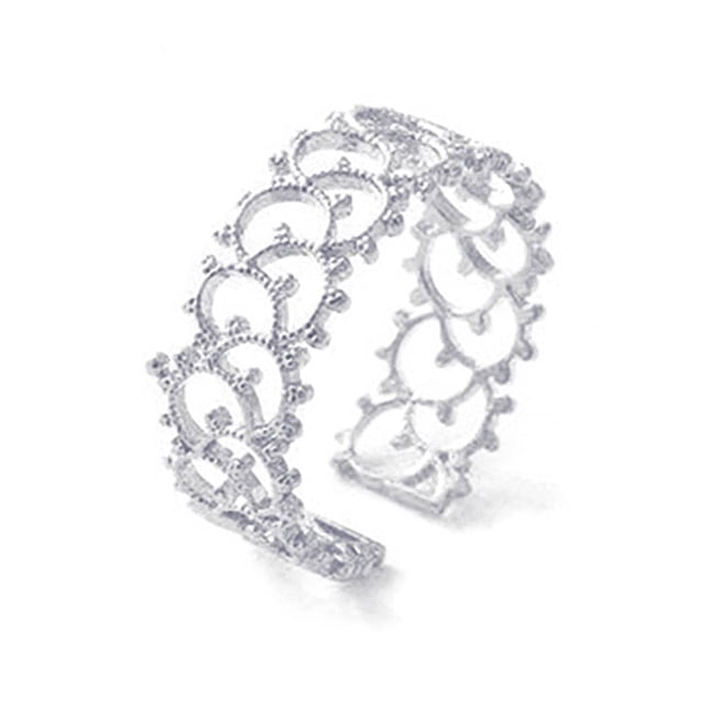 Qarigey Anillos de flores huecas para mujer, anillos ajustables de cobre para chica, joyería para fiesta de noche de boda Ropa, zapatos y accesorios Miscelánea Oro blanco