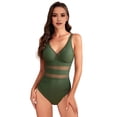 thumbnail image 5 of Joernso Women Sexy Monokini Deep V-neck Sleeveless One-Piece Swimsuit Hollow Mesh Splicing High Waist S-Shaped Swimwear Beachwear, 5 of 8