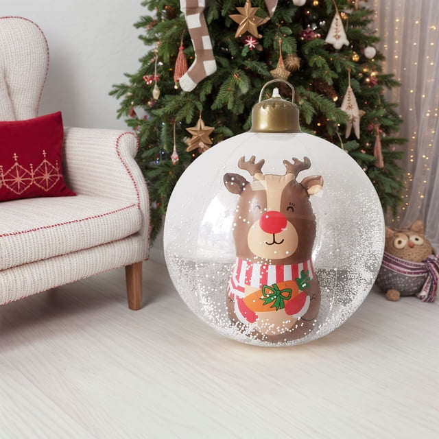 Bola de Navidad inflable gigante de 23.6 pulgadas con adornos colgantes de bolas grandes con luz LED con control remoto para la decoración del patio y la piscina