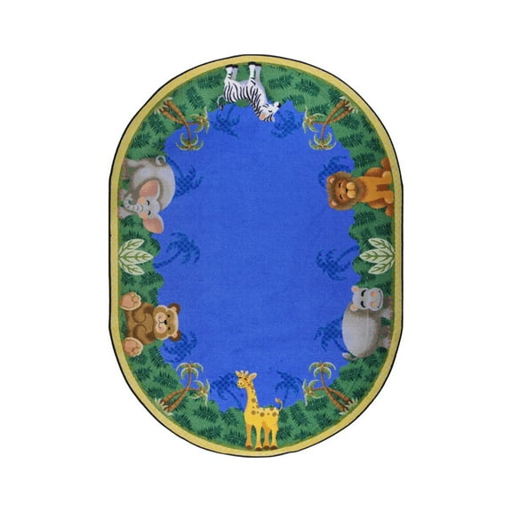 Jungle Friends 5'4" x 7'8" Oval Area Rug In Color Multi