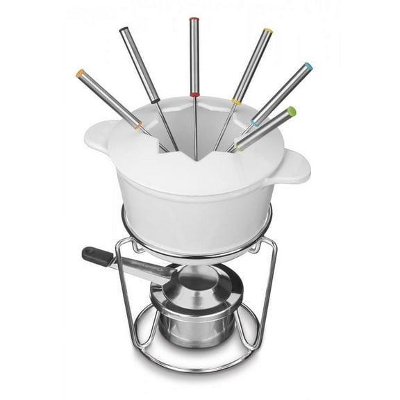 Cuisinart Enamel Cast Iron Fondue Set, White