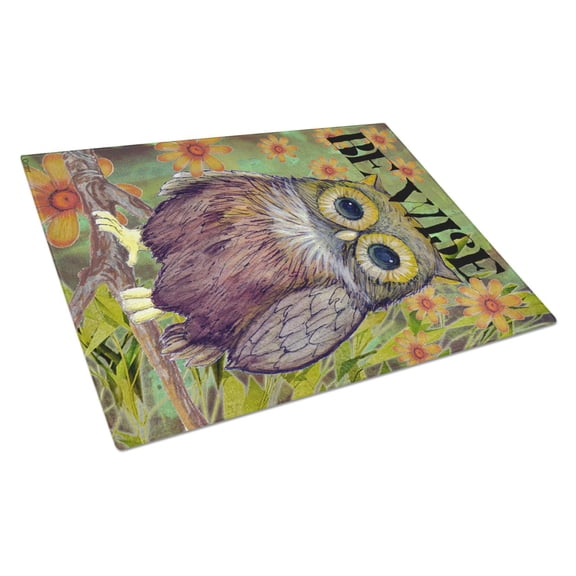 Caroline's Treasures Be Wise Owl Glass Cutting Board Large