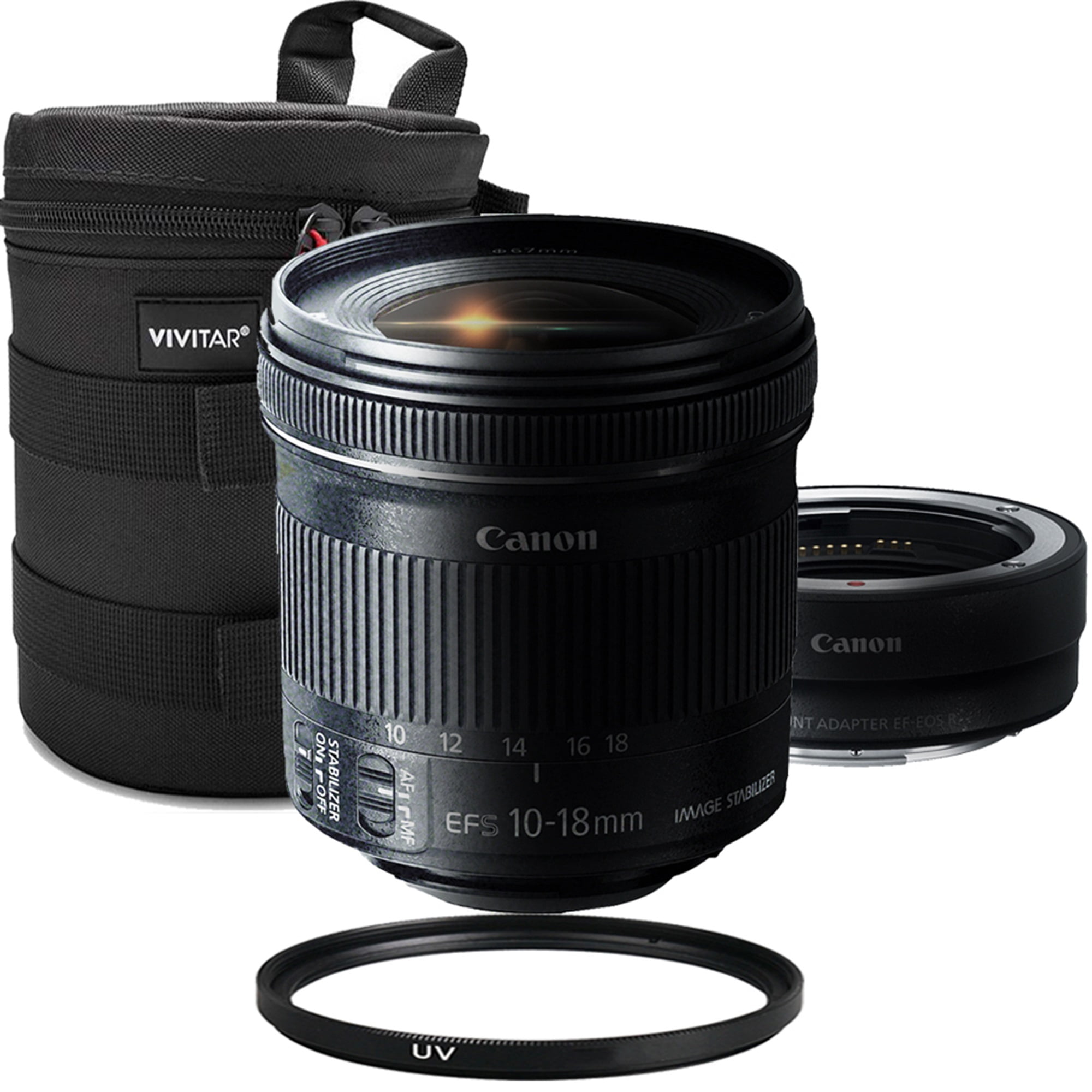 Canon EF-S 10-18mm f/4.5-5.6 IS STM Lens with EF to EOS R Adapter for Canon  EOS R RP R3 R5 R6 R7 R10